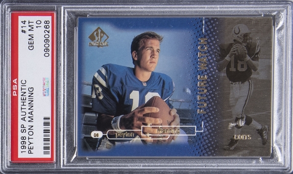 1998 SP Authentic #14 Peyton Manning Rookie Card (#0853/2000) - PSA GEM MT 10